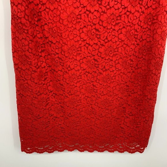 Banana Republic Dress Red Floral Polo Lace Flutter Sleeve - Picture 11 of 11